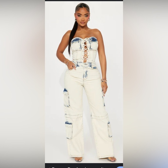 Fashion Nova One Last Dance Dream Jumpsuit Light wash Medium NWT - Picture 1 of 10